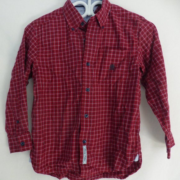 TOMMY HILFIGER, boy's, small, button, plaid shirt